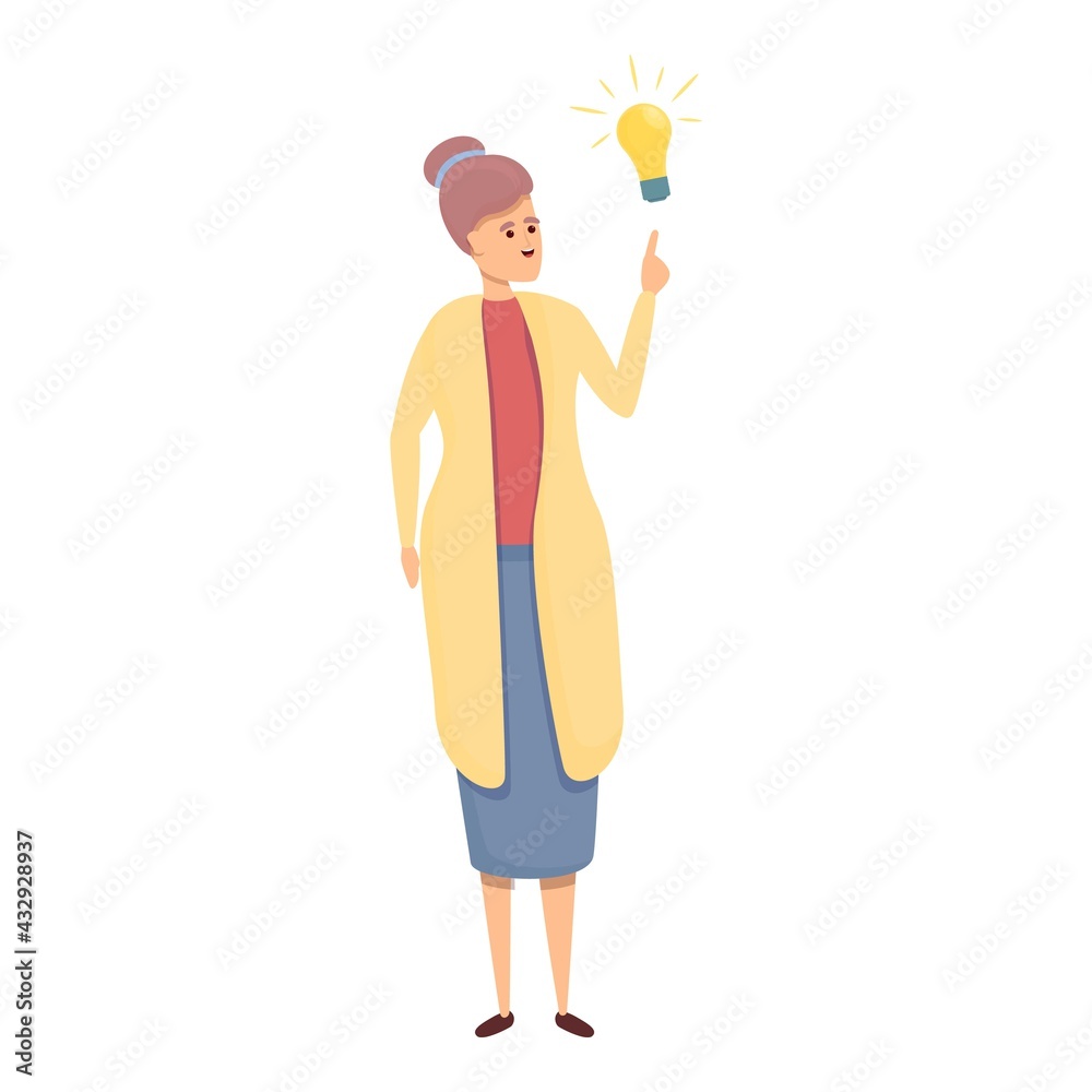 Woman bulb brainstorming icon. Cartoon of Woman bulb brainstorming vector icon for web design isolated on white background Woman bulb brainstorming icon. Cartoon of Woman bulb brainstorming vector icon for web design isolated on white background
