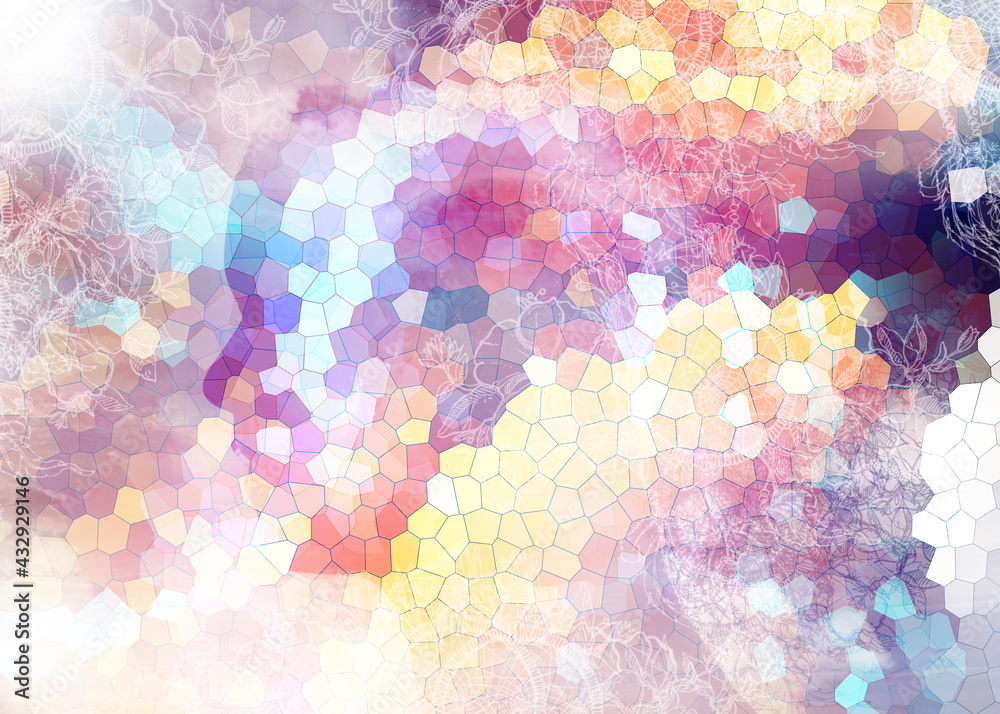 Obraz premium abstract colorful background, abstraction, texture, grunge, art, wallpaper, stained glass, bright, illustration, profile, design, old, background, sky, head, patern, stained glass, mazayka, abstractio