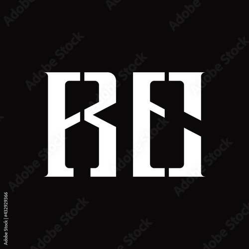 RE Logo monogram with middle slice design template