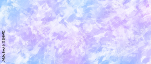 Abstract painted white, blue and purple background with random brush strokes