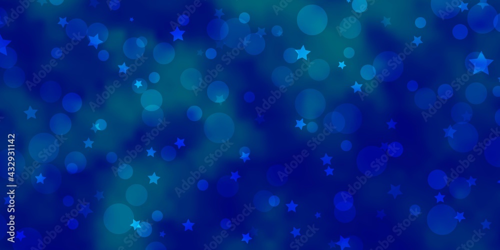 Light BLUE vector template with circles, stars.
