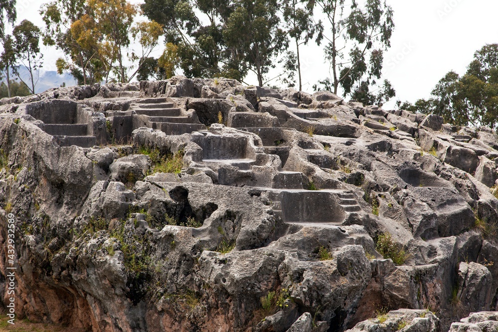 Kenko or Qenqo grande ruins Cusco or Cuzco town Peru