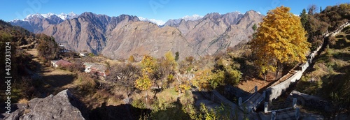 India himalaya mountain near Joshimath panorama
