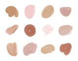 Nude, pink and brown brush stroke watercolor shapes 