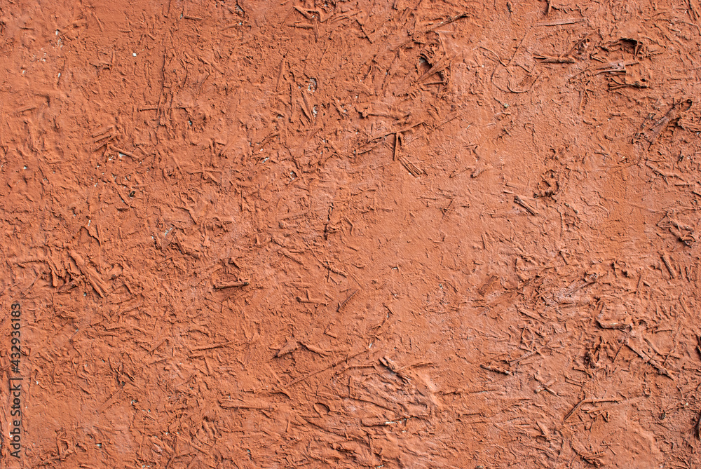 Fototapeta premium Old vintage adobe rustic style clay wall closeup as background