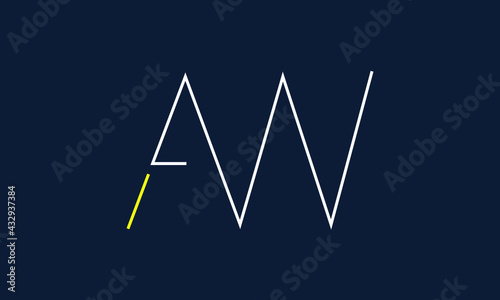 AW/WA logo, AW/WA letter logo design with white, yellow and dark blue color, AW/WA Business abstract vector logo monogram template.