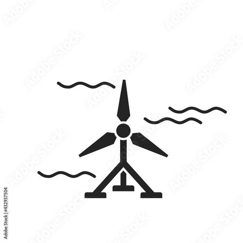 tidal energy icon. water turbine. eco friendly, alternative, sustainable and renewable energy symbol