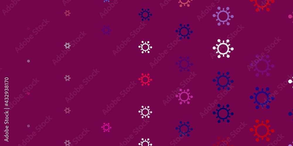 Light Purple, Pink vector backdrop with virus symbols. Light Purple, Pink vector backdrop with virus symbols.
