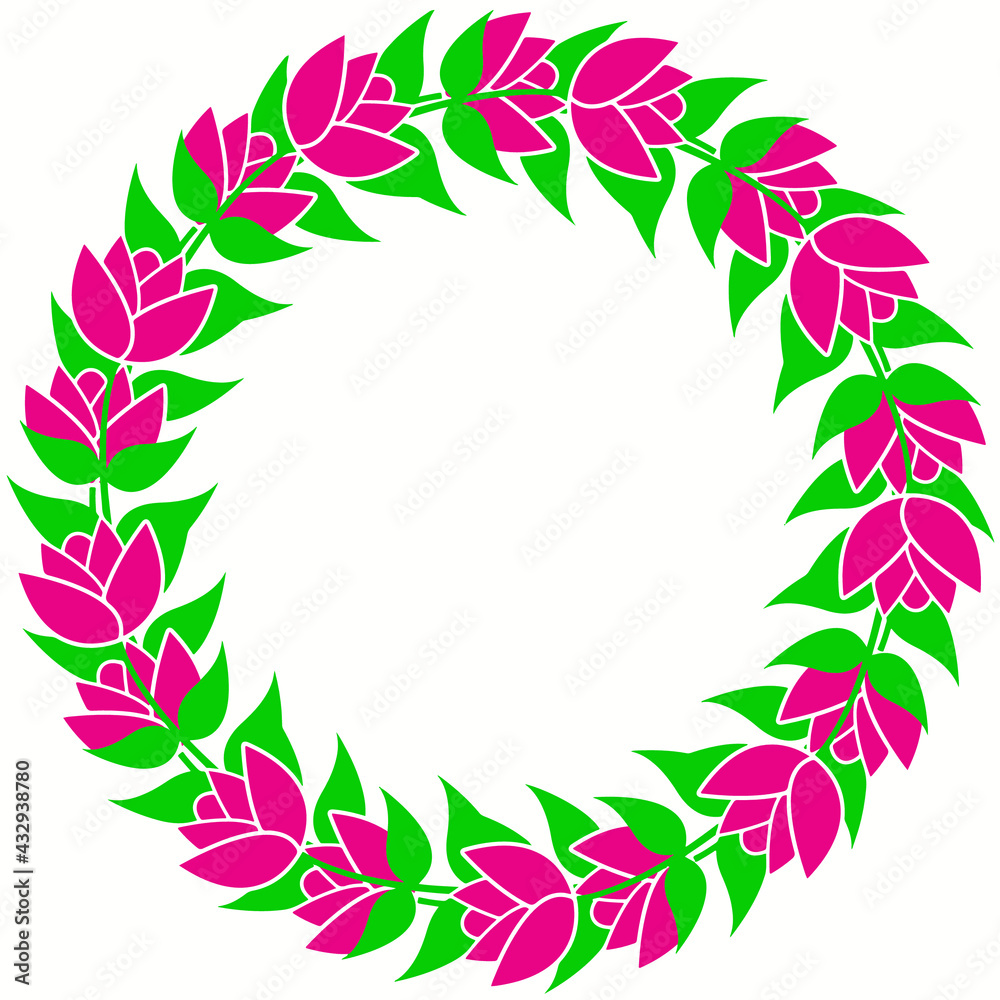 Hand drawn circle flower pattern vector print isolated beautiful spring ring Hand drawn circle flower pattern vector print isolated beautiful spring ring