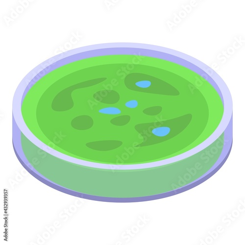 Green petri dish icon. Isometric of Green petri dish vector icon for web design isolated on white background