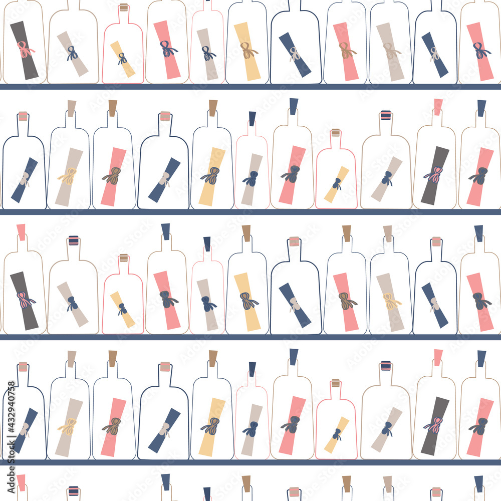 Message in a bottle seamless pattern design Message in a bottle seamless pattern design