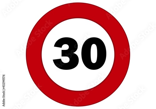 Señal de tráfico del límite de velocidad de 30 km.