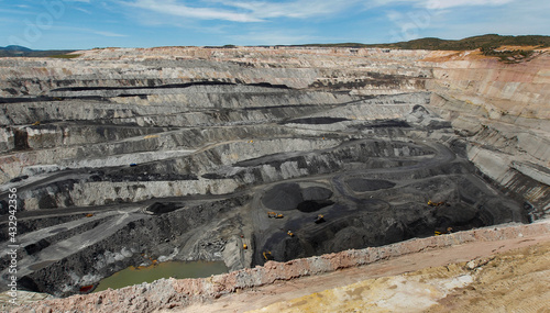 Machines working in open pit coal mine