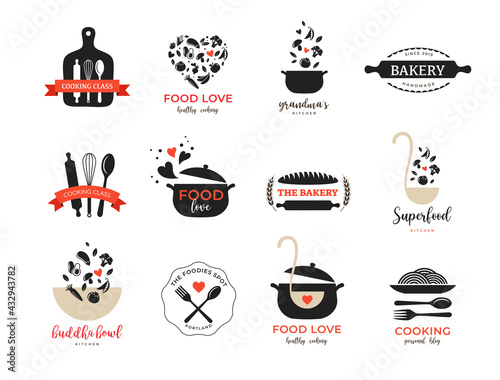 Bakery, pastry shop, food and cooking logo and branding. Healthy, vegan and vegetarian food concept design