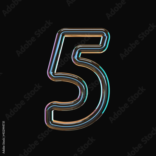 Wallpaper Mural Vivid color glass font Number 5 FIVE 3D Torontodigital.ca
