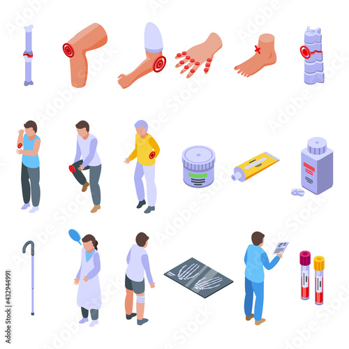 Arthritis icons set. Isometric set of arthritis vector icons for web design isolated on white background