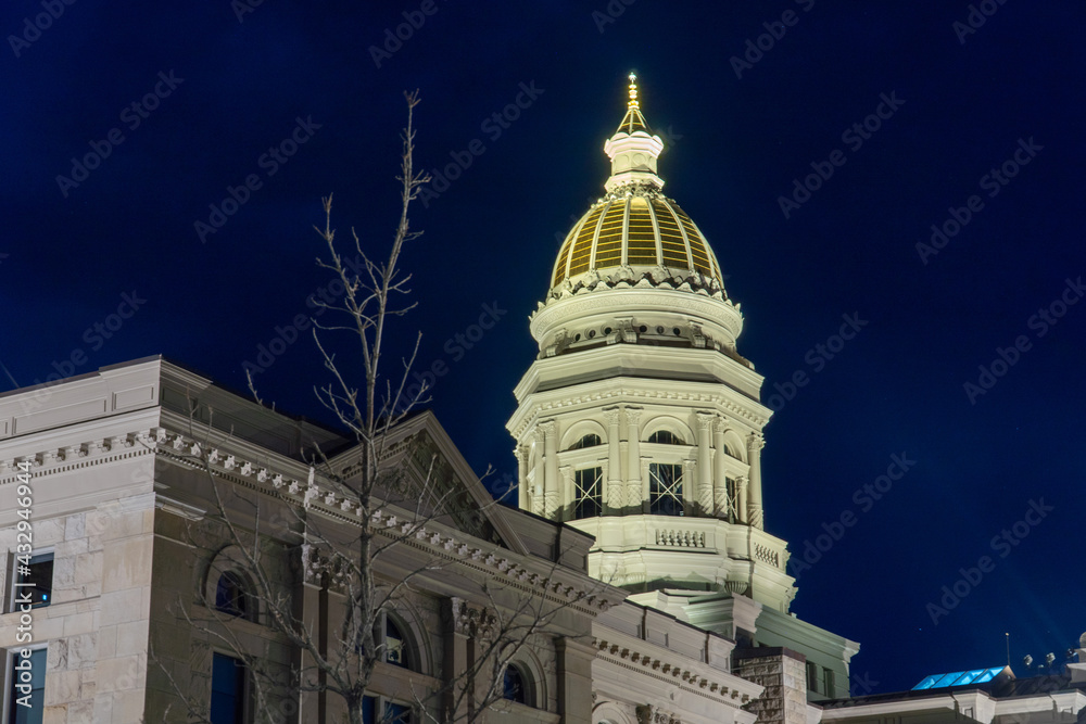 Wyoming State Capitol Building in Cheyenne, WY on a bright sunny spring day