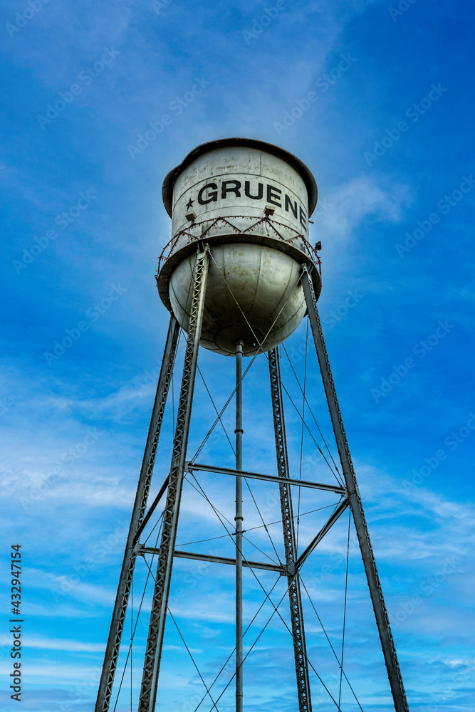 Old metal water tower in Gruene, Texas