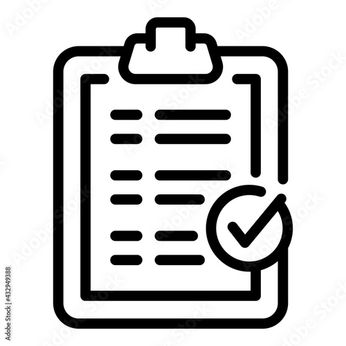 Social media marketing clipboard icon. Outline Social media marketing clipboard vector icon for web design isolated on white background