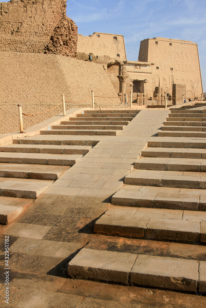 Stairs leading to ruins of Edfu Temple, Edfu, Egypt 