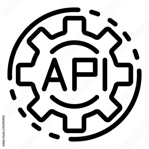Api code gear icon. Outline Api code gear vector icon for web design isolated on white background