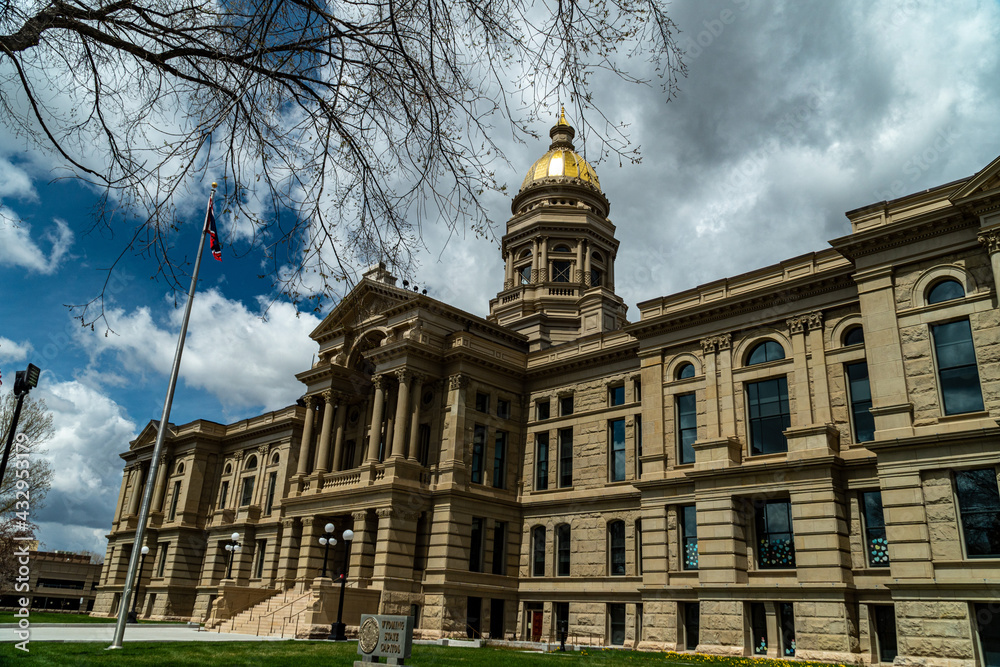 Wyoming State Capitol Building in Cheyenne, WY on a bright sunny spring day