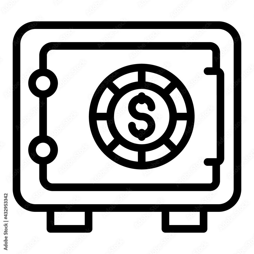 Laundry money steel safe icon. Outline Laundry money steel safe vector icon for web design isolated on white background Laundry money steel safe icon. Outline Laundry money steel safe vector icon for web design isolated on white background