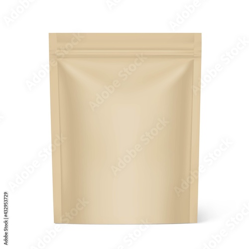 Pouch bag with ziplock. Vector illustration. Front view. Can be use for template your design, presentation, promo, ad. EPS10.	