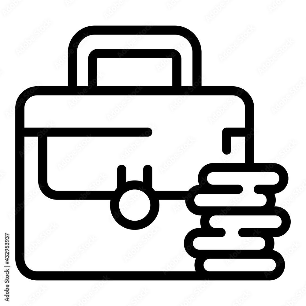 Financial planning briefcase icon. Outline Financial planning briefcase vector icon for web design isolated on white background