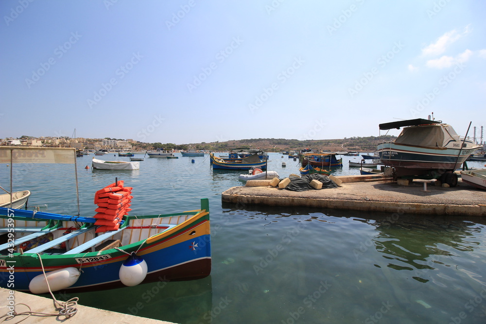 boats in the harbor of Malta island