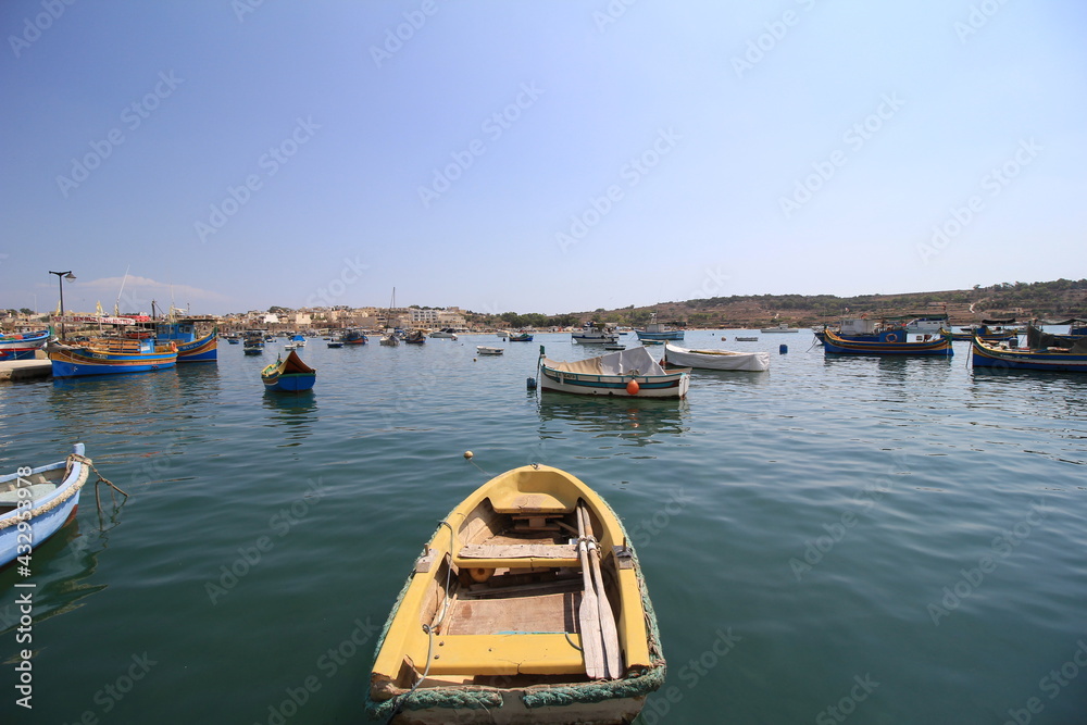 boats in the harbor of Malta island