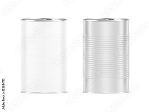 Hight realistic tin can mockup. Vector illustration. Easy to use for presentation your product, idea, design. EPS10.	