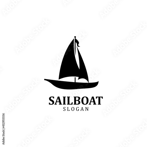 Asian Traditional Sailboat symbol design logo