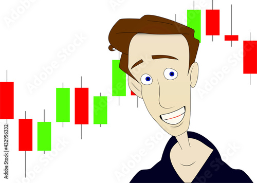 Man with a forex graph in the background