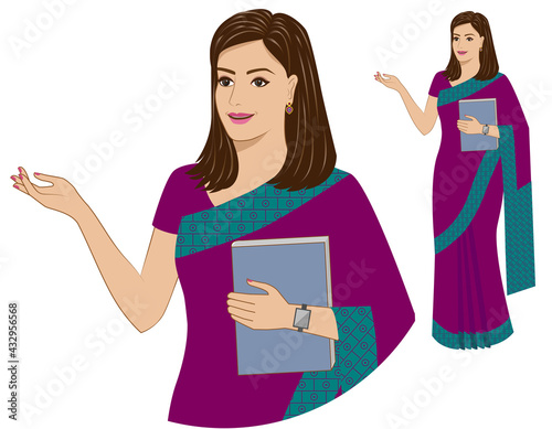 Smart Indian lady isolated on a white background