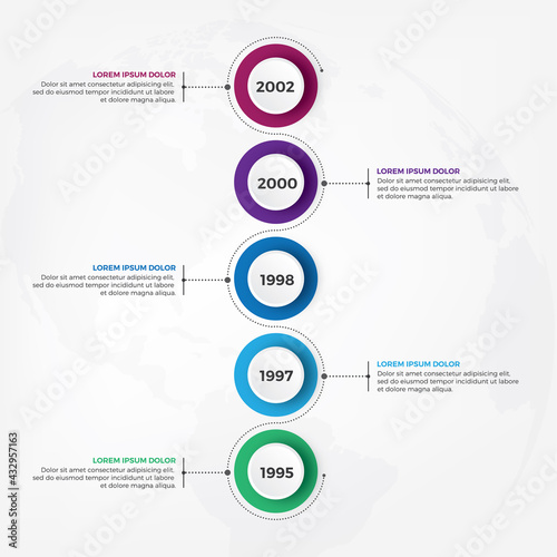Infographic design template. Vertical timeline info graphic design vector with icon. Can be used for process diagram, presentations, workflow layout, banner, flow chart, info graph.