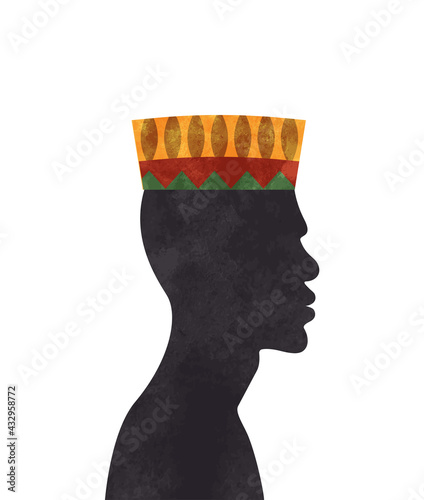 Black african culture man face profile isolated