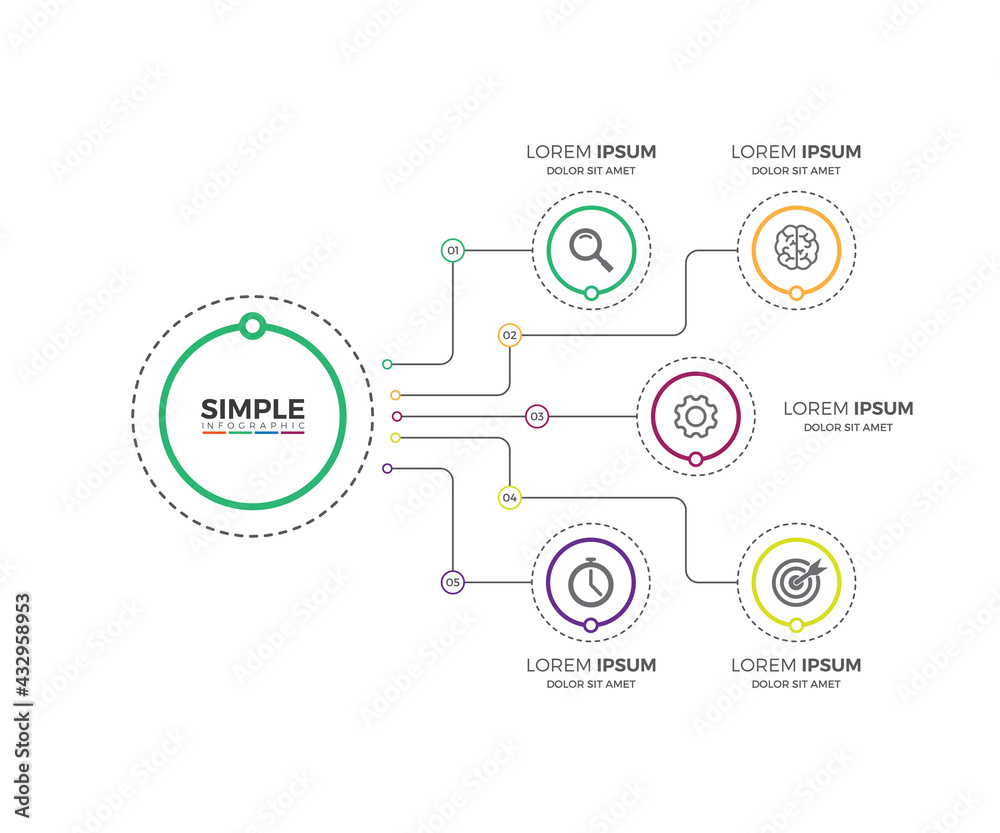 Infographic organizational chart with number. colorful style isolated