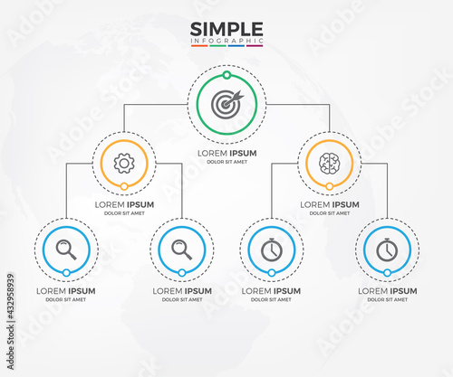Colorful Infographic organization design template. Simple stylish multicolor organization structure process