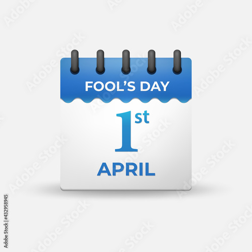 April Fool's Day on 1st April Calendar. Vector Illustration