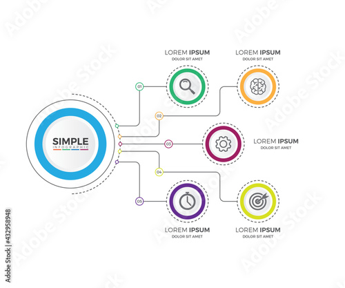 Infographic organizational chart with number. colorful style isolated on white background