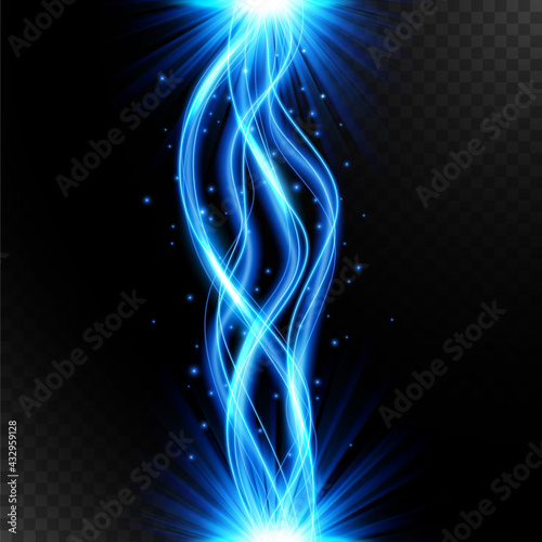 Blue Lightning Flash Bolt, Thunderstorm effect, Electrical Concepton tranasparent background. Vector Illustration