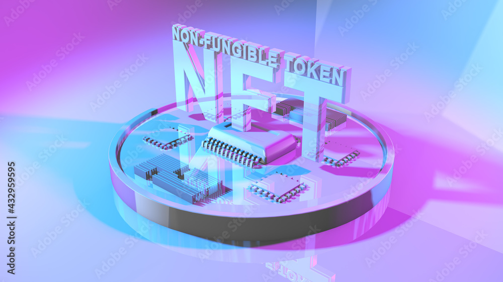 Fototapeta premium NFT Non-Fungible Tokens or NFTs are unique assets that cannot be replicated underpinned by blockchain technology