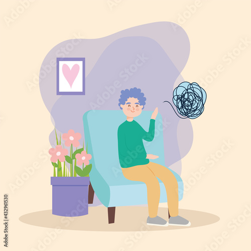 Man on chair with depression