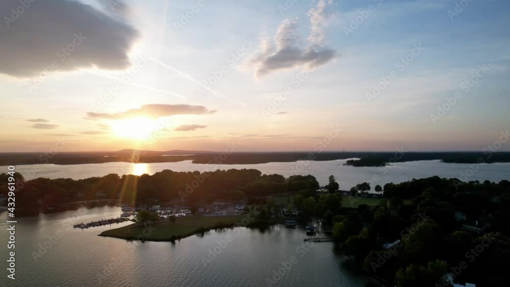 Captured in 5.4 K, Aerial Sunset at Lake Norman NC, Lake Norman North Carolina Captured in 5.4 K, Aerial Sunset at Lake Norman NC, Lake Norman North Carolina
