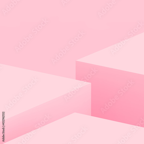 Abstract 3d pink cube and box podium minimal scene studio background.