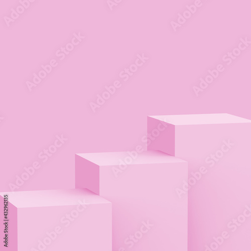 3d pink sweet stage podium scene minimal studio background. Abstract 3d geometric shape object illustration render. Display for cosmetic fashion and valentine product. © Mama pig