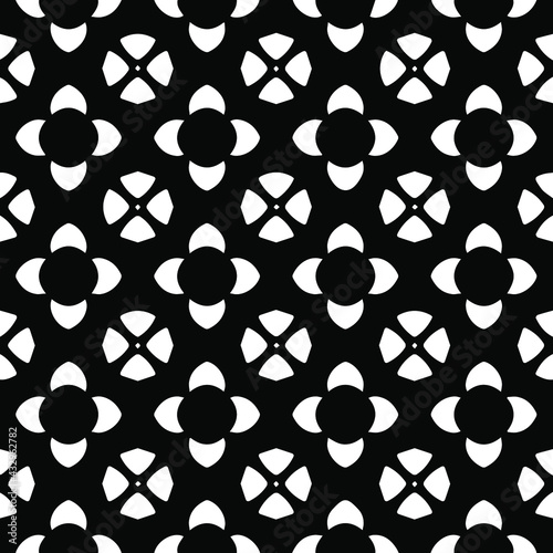  Geometric vector pattern with Black and white colors. Seamless abstract ornament for wallpapers and backgrounds.