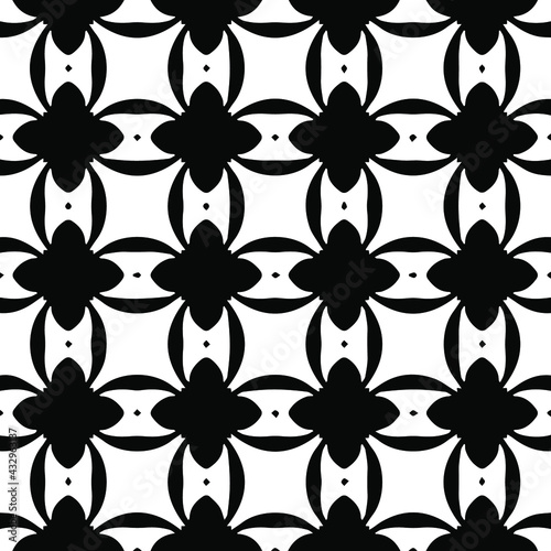  Geometric vector pattern with Black and white colors. Seamless abstract ornament for wallpapers and backgrounds.