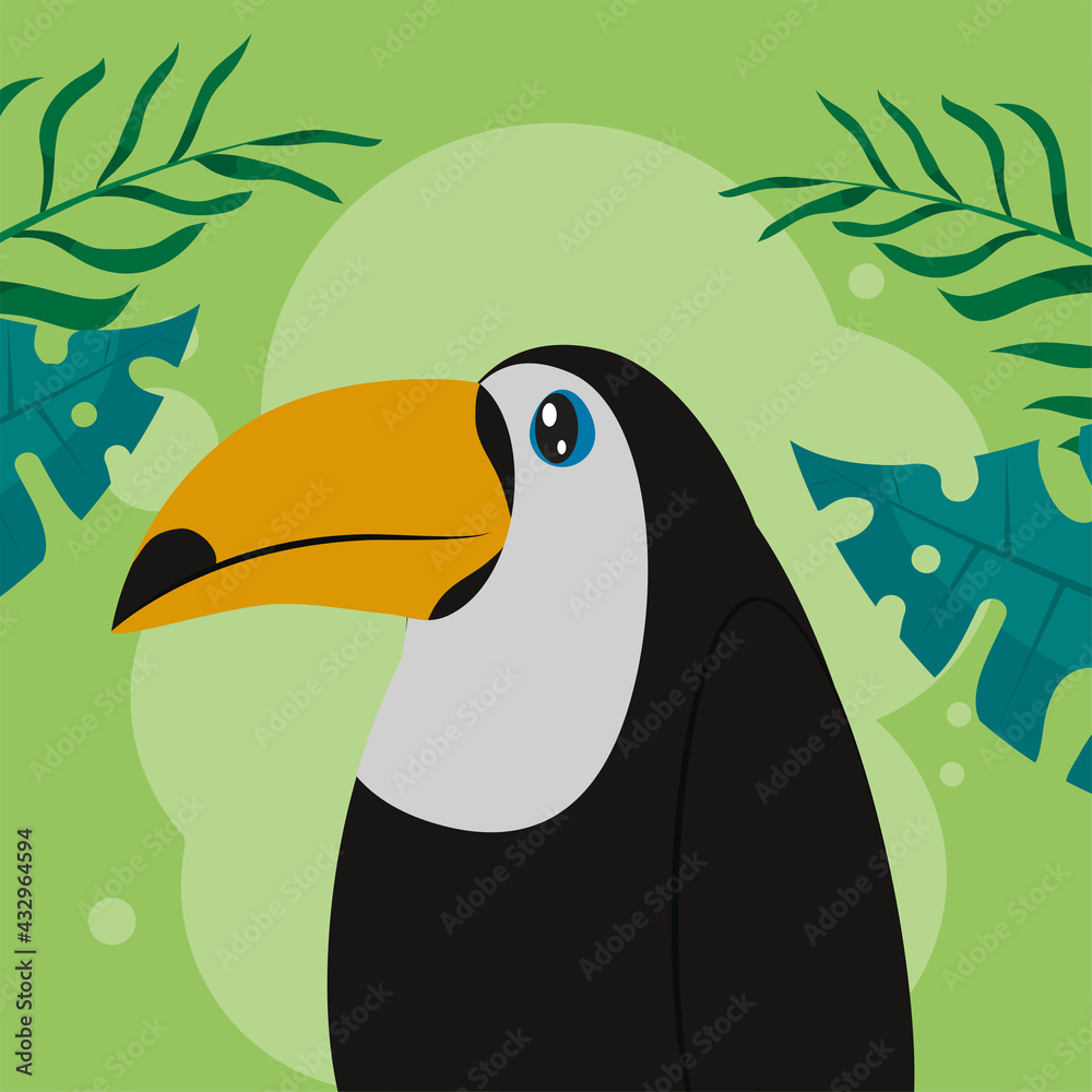 Fototapeta premium toucan with leaves
